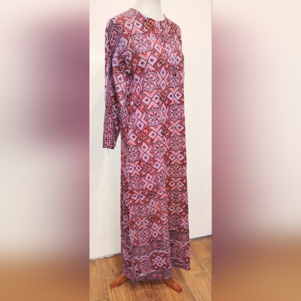 Vintage Printed Cotton Maxi Dress Nwot